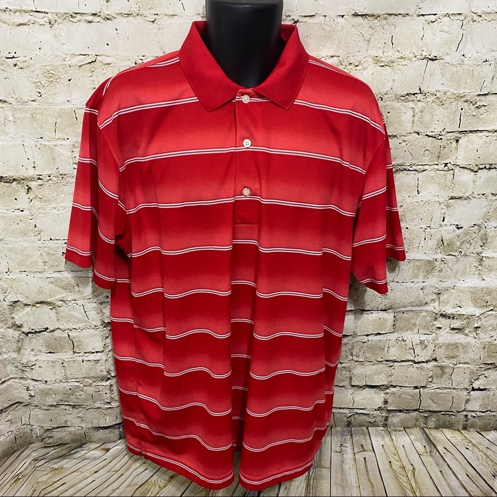 Page & Tuttle Red White Striped Golf Polo Shirt